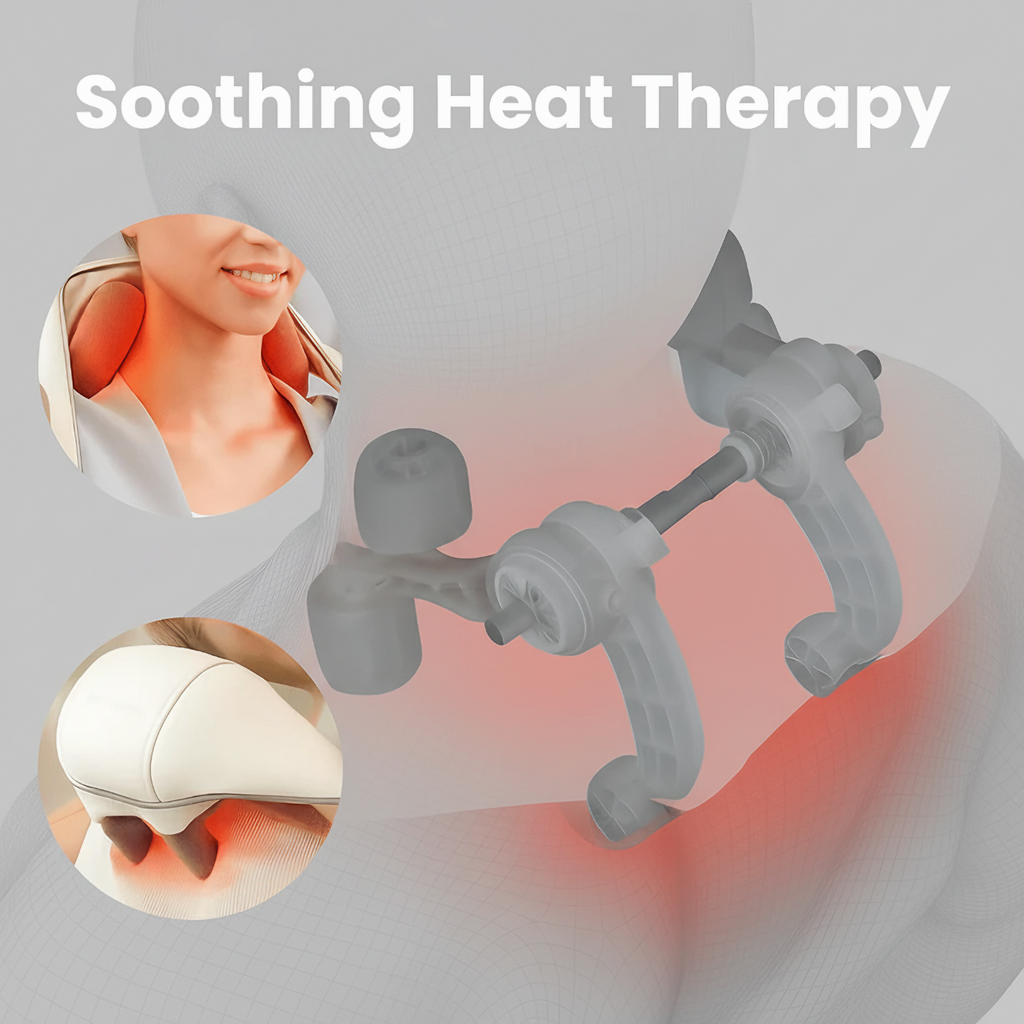 Diagram of the True Relief massager's heated kneading mechanism on the neck