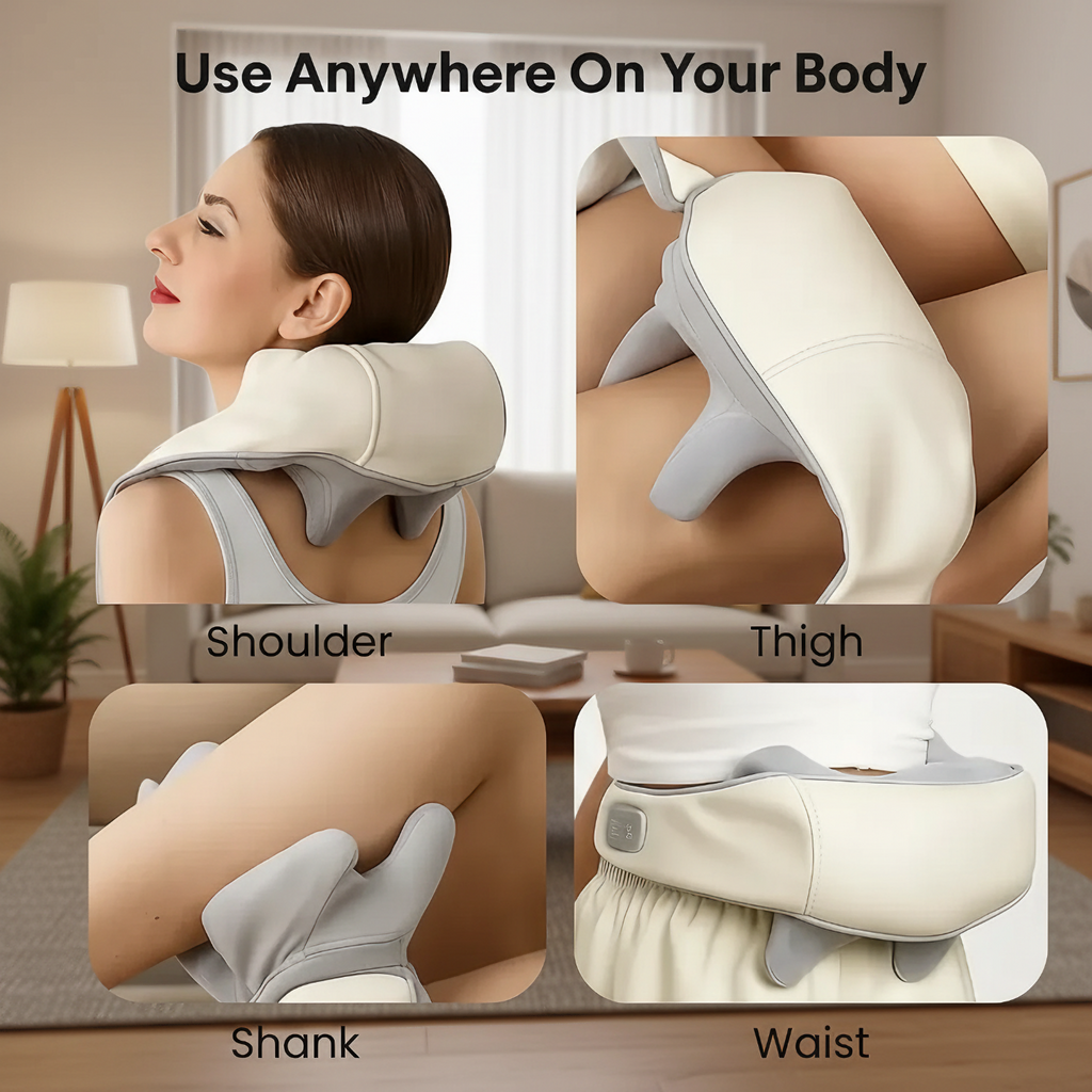 True Relief massager used on the shoulder, thigh, calf and waist