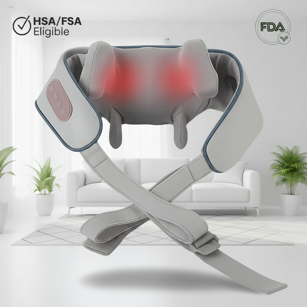 LeSomagic True Relief neck and shoulder massager in grey with adjustable straps