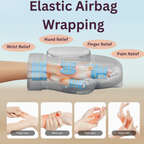 Diagram of WristSpa elastic airbags massaging the wrist, hand, fingers and palm