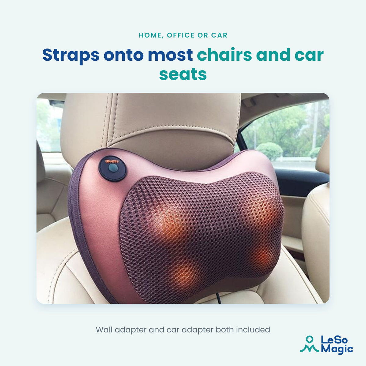 LeSomagic Shiatsu Massage Pillow with Heat – image 3
