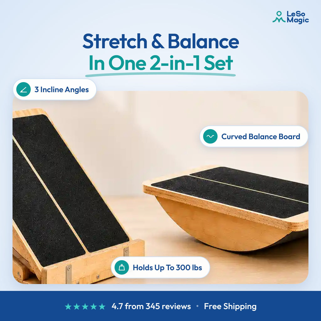LeSomagic Slant Board Duo with curved balance board