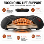 Ergonomic lift support diagram: 135° curve, center airbag lift and memory foam core