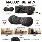 Back massager product details: 59 x 23 cm, memory cotton, USB-C, 0.7 kg, power and mode buttons