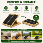 The LeSomagic Slant Board folding flat for storage and used in a living room, bedroom, balcony and park